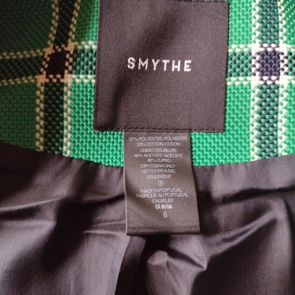 Smythe Equestrian Puff Sleeve Wool Blazer Kelly Green Hunting Plaid Size 6 NWT - Picture 4 of 9